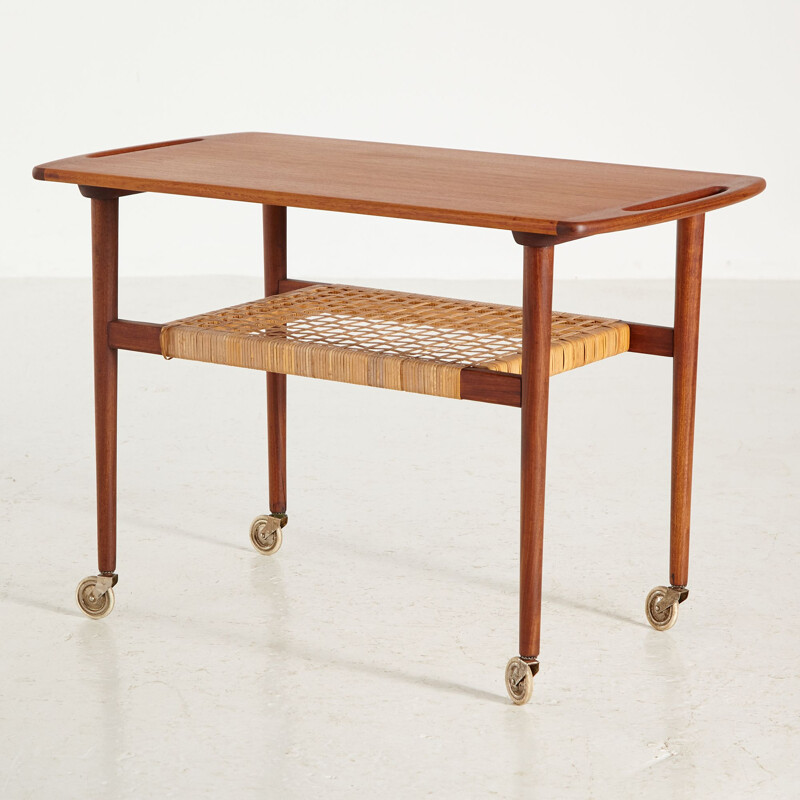 Vintage two-tier teak cart by Anton Kildeberg