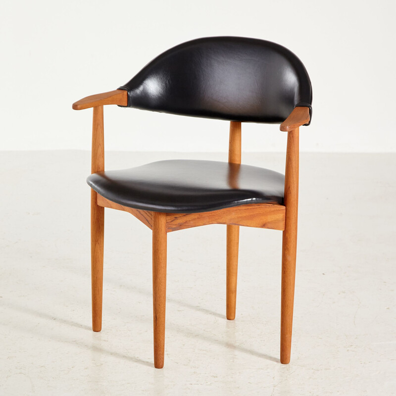 Poltrona danese vintage in teak a forma di corno di mucca di H. Vestervig Eriksen per Tromborg, 1960