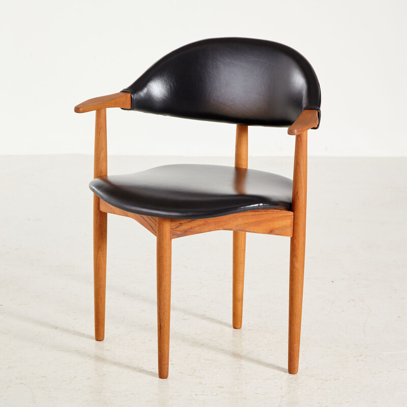 Vintage Deense teakhouten fauteuil in de vorm van een koehoorn door H. Vestervig Eriksen voor Tromborg, 1960