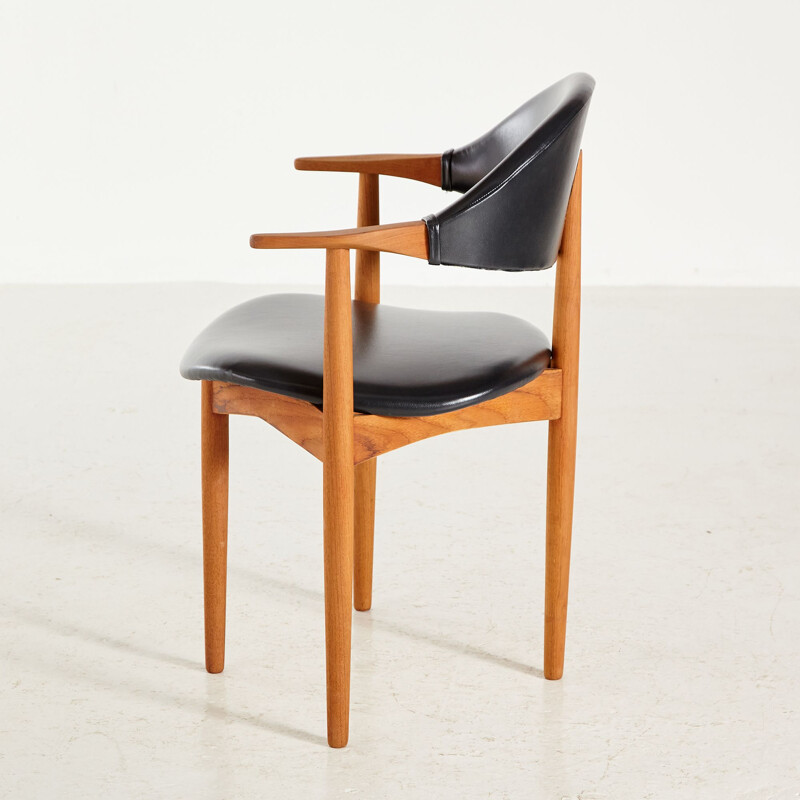 Poltrona danese vintage in teak a forma di corno di mucca di H. Vestervig Eriksen per Tromborg, 1960