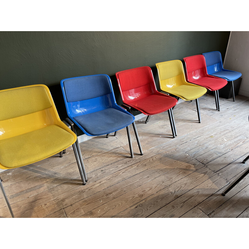 Ensemble de 6 chaises vintage Tecno par Osvaldo Borsani