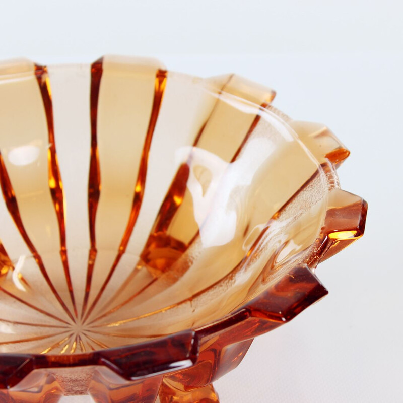 Vintage Inwald glass bowl for Hermanova Hut, Czechoslovakia 1950