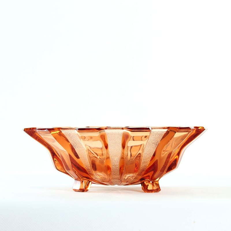 Vintage Inwald glass bowl for Hermanova Hut, Czechoslovakia 1950