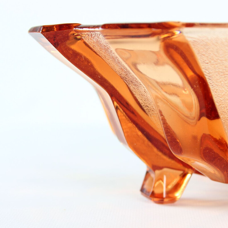 Vintage Inwald glass bowl for Hermanova Hut, Czechoslovakia 1950