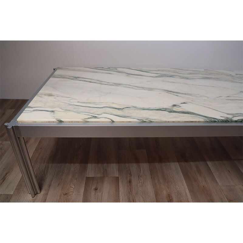 Vintage marble and aluminium coffee table by Georges Ciancimino for Mobilier International, 1970