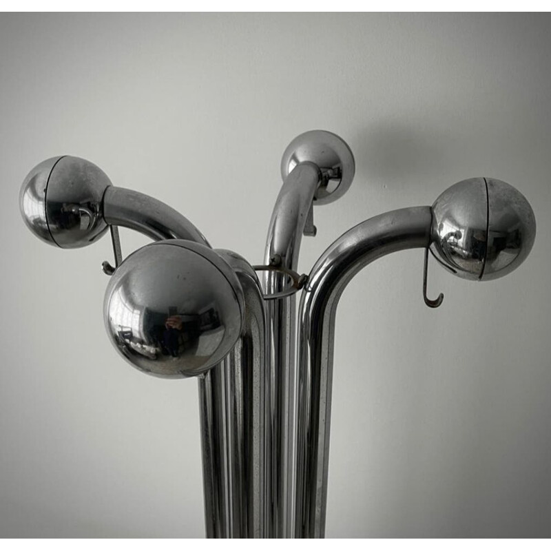 Italian vintage coat rack in chromed metal, 1970