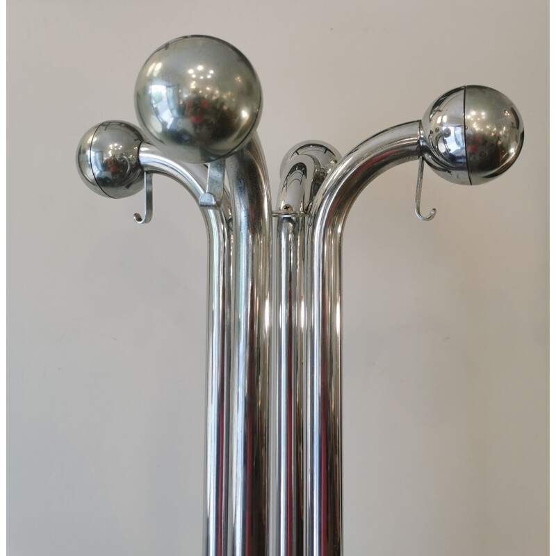 Italian vintage coat rack in chromed metal, 1970