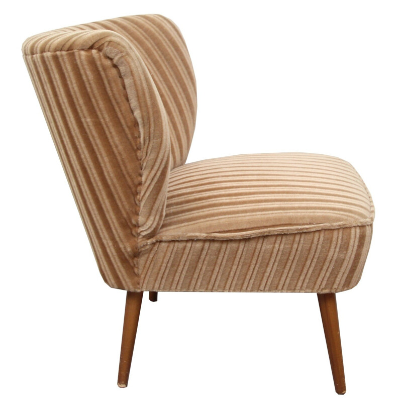 Cocktail chair in beige velvet - 1950s