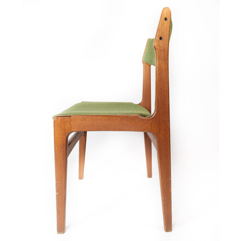 Conjunto de 4 cadeiras de teca vintage e estofos verdes de Erik Buch para O.D Møbler, 1960