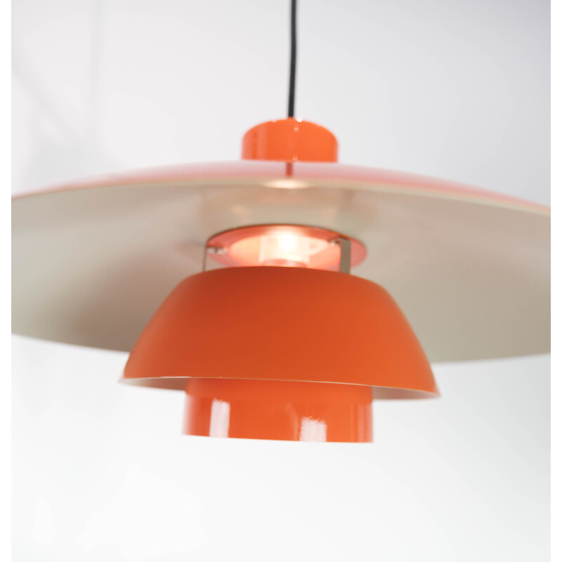 Pair of vintage orange PH4 pendant lamps by Poul Henningsen for Louis Poulsen, 1950s