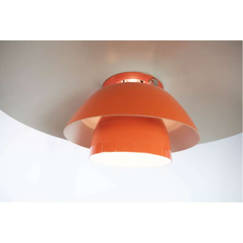 Pair of vintage orange PH4 pendant lamps by Poul Henningsen for Louis Poulsen, 1950s