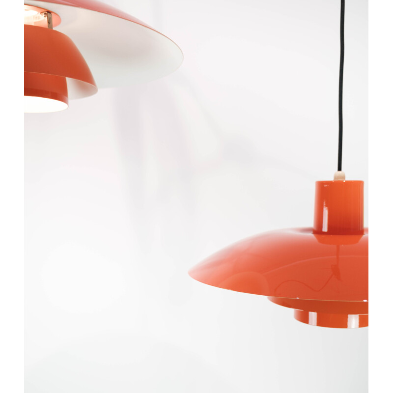 Pair of vintage orange PH4 pendant lamps by Poul Henningsen for Louis Poulsen, 1950s