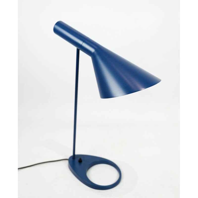 Dark blue vintage table lamp by Arne Jacobsen for Louis Poulsen