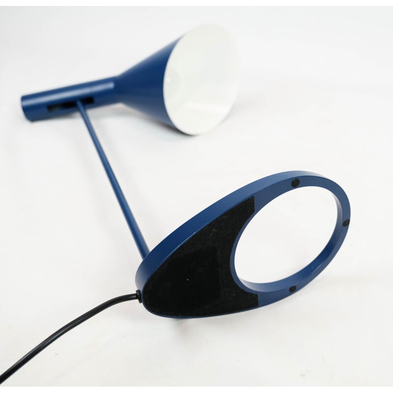 Dark blue vintage table lamp by Arne Jacobsen for Louis Poulsen