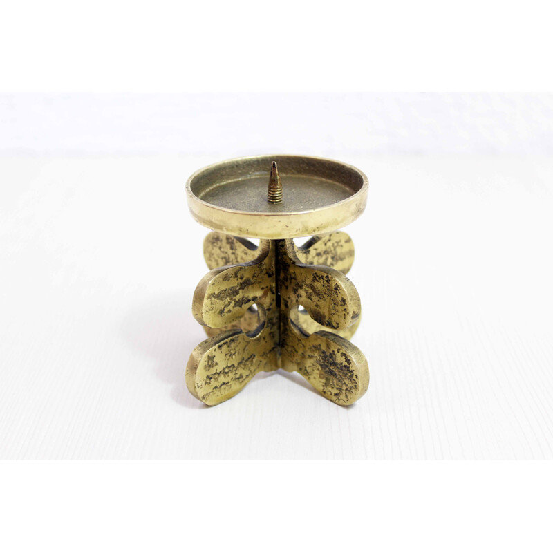 Vintage Brutalist bronze candlestick by Guiseppe Gallo, 1960