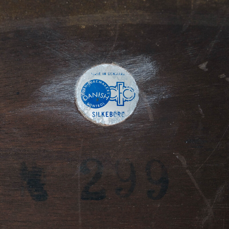 Table basse vintage en palissandre avec des carreaux bleus par Johannes Andersen pour Silkeborg Furniture, 1960