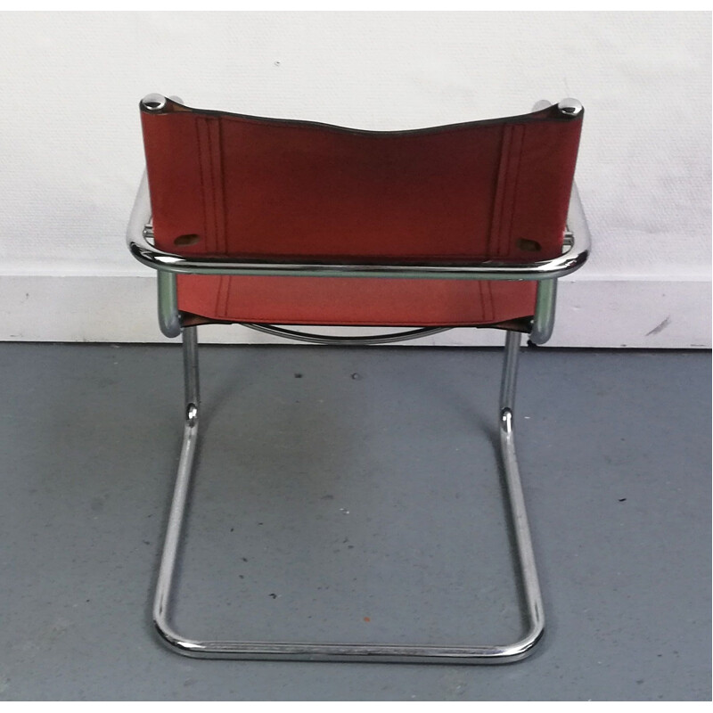 Vintage-Stuhl B34 aus Leder und verchromtem Aluminium von Marcel Breuer
