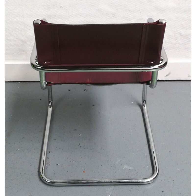 Chaise vintage B34 en cuir et aluminium chromé de Marcel Breuer