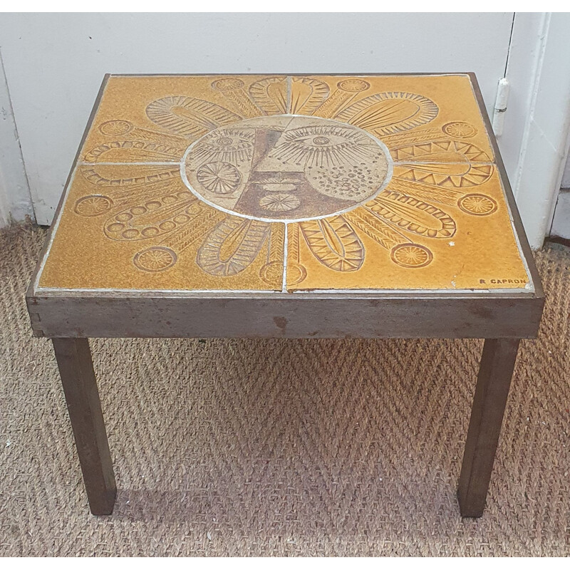 Vintage glazed ceramic coffee table by R.Capron and j.Derval, 1970