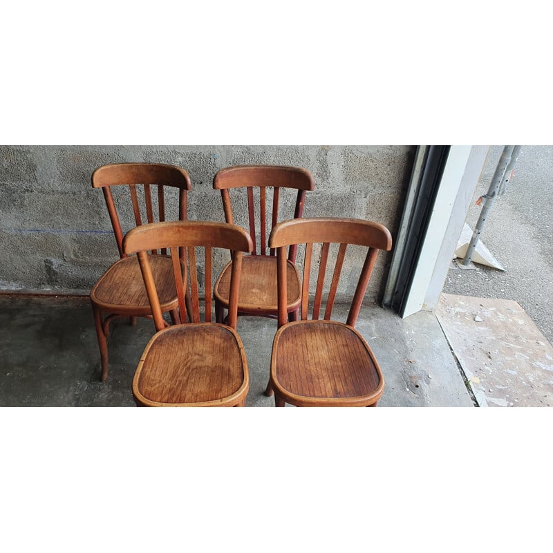 Lot de 4 chaises bistrot vintage par Fischer, 1930