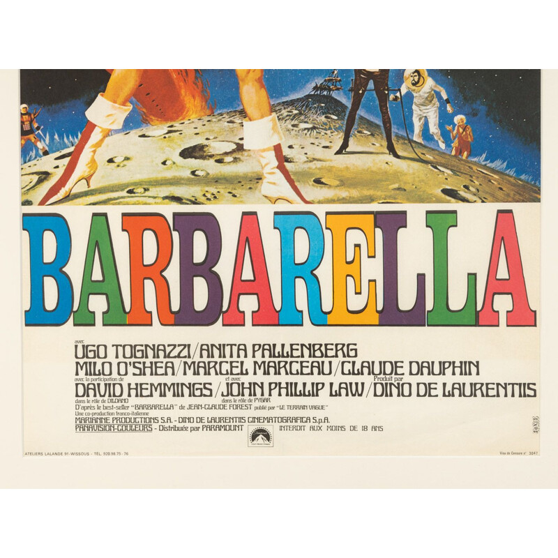 Vintage poster for the film "Barbarella" by Roger Vadim, France 1960