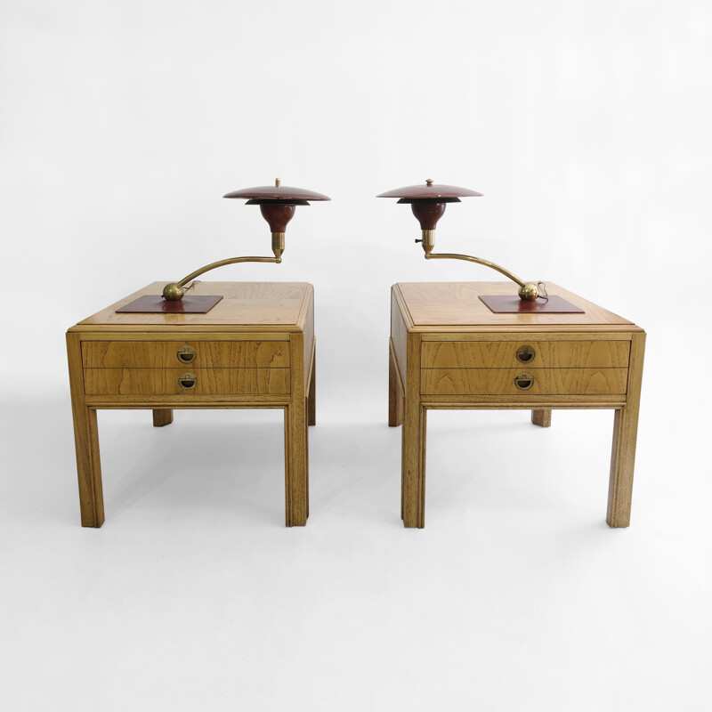 Pair of vintage Drexel walnut night stands, 1960s