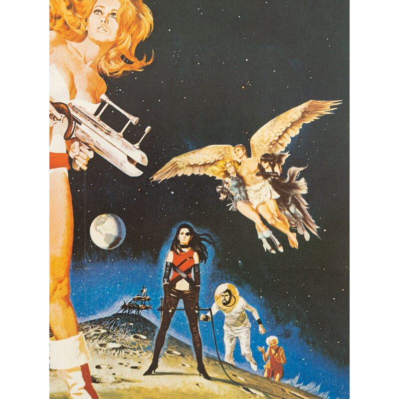 Cartel antiguo de la película "Barbarella" de Roger Vadim, Francia 1960