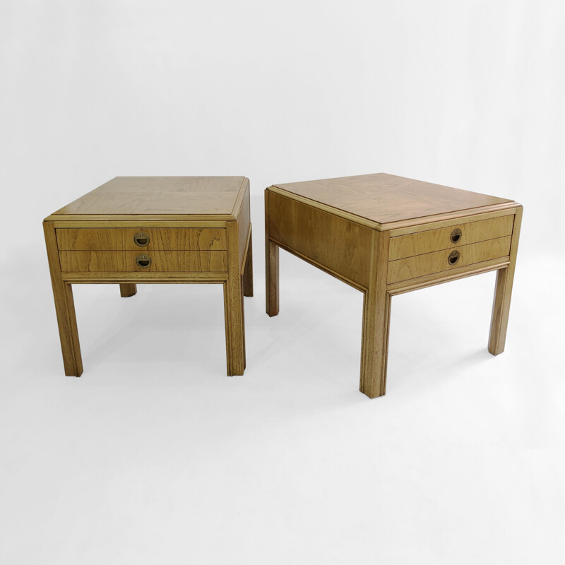 Pair of vintage Drexel walnut night stands, 1960s