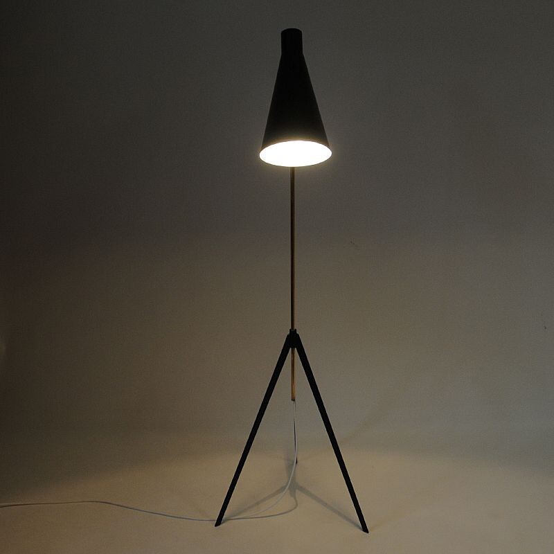 Vintage metal and brass floor lamp model G-36 by Alf Svensson for Bergboms, Sweden 1950