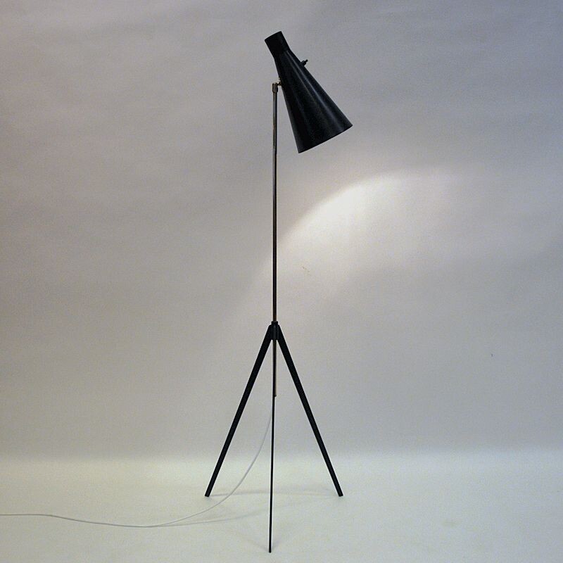 Vintage metal and brass floor lamp model G-36 by Alf Svensson for Bergboms, Sweden 1950