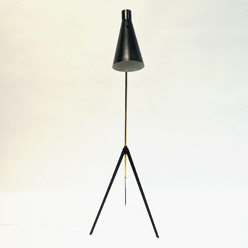 Vintage metal and brass floor lamp model G-36 by Alf Svensson for Bergboms, Sweden 1950