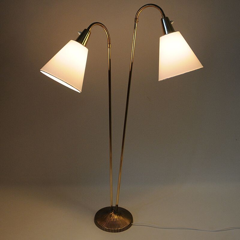 Swedish vintage brass floor lamp mod E771 by Sonja Katzin for Asea, 1950s