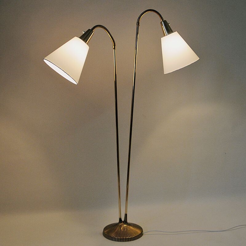 Swedish vintage brass floor lamp mod E771 by Sonja Katzin for Asea, 1950s