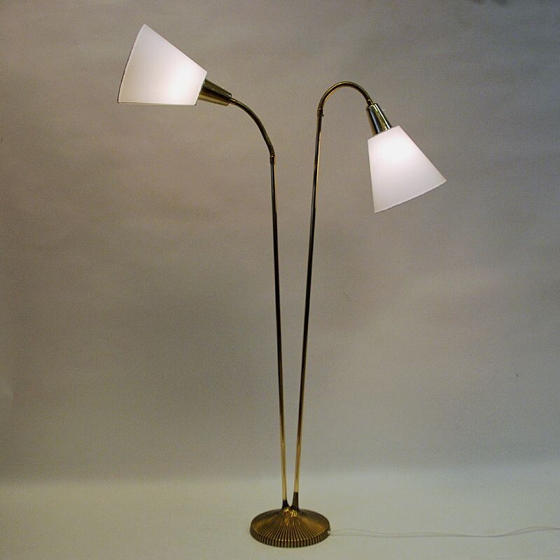 Swedish vintage brass floor lamp mod E771 by Sonja Katzin for Asea, 1950s