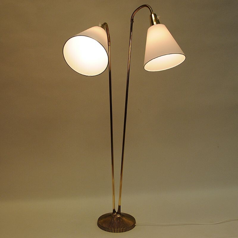 Swedish vintage brass floor lamp mod E771 by Sonja Katzin for Asea, 1950s