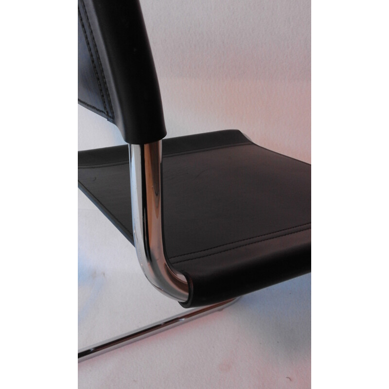 Paire de chaises "S33" en cuir noir, Mart STAM - 1990