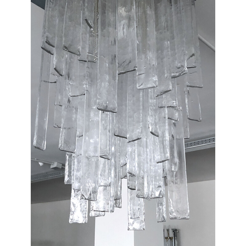 Vintage clear Murano glass elements chandelier for Mazzega, 1970s