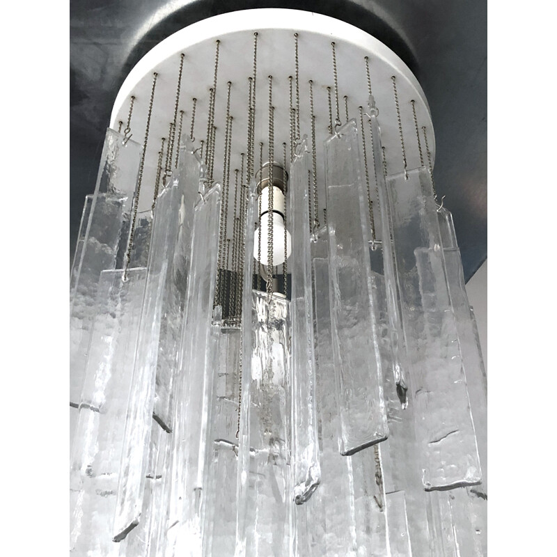 Vintage clear Murano glass elements chandelier for Mazzega, 1970s