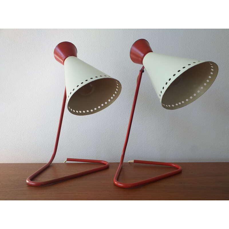 Paire de lampes de table vintage par Josef Hurka pour Napako, 1960