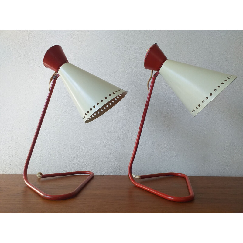 Pair of mid century table lamps by Josef Hurka for Napako, 1960s