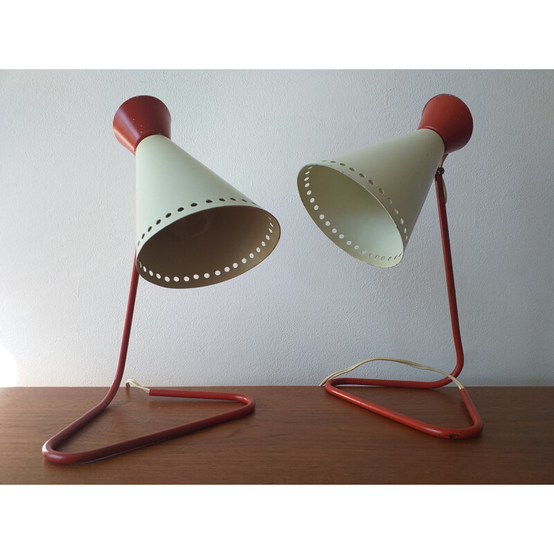 Pair of mid century table lamps by Josef Hurka for Napako, 1960s