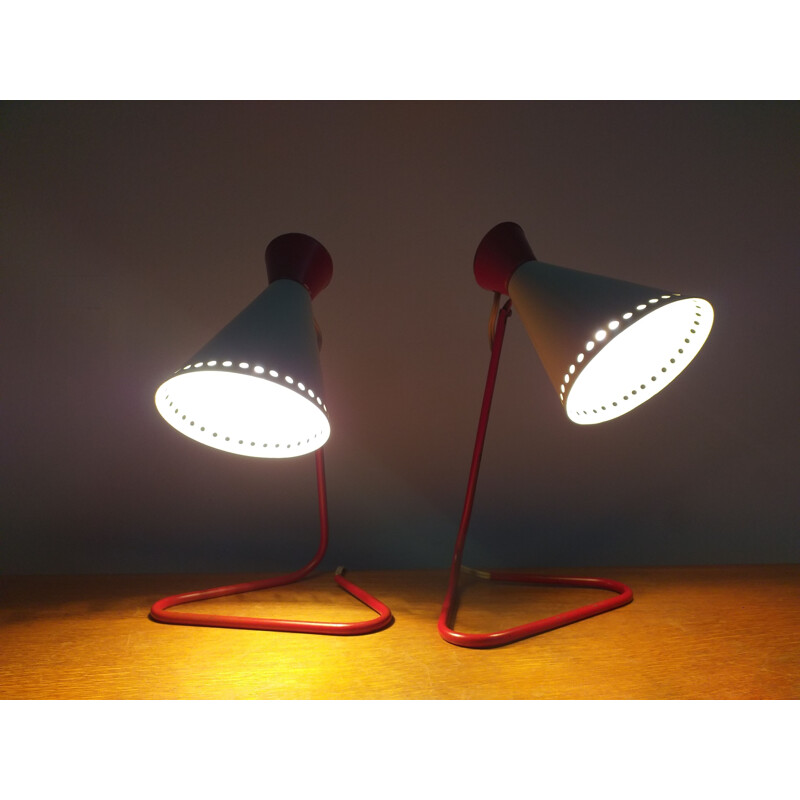 Pair of mid century table lamps by Josef Hurka for Napako, 1960s