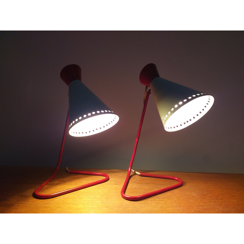 Paire de lampes de table vintage par Josef Hurka pour Napako, 1960