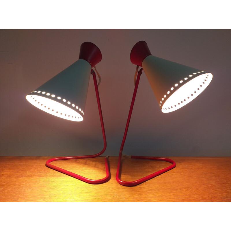 Pair of mid century table lamps by Josef Hurka for Napako, 1960s