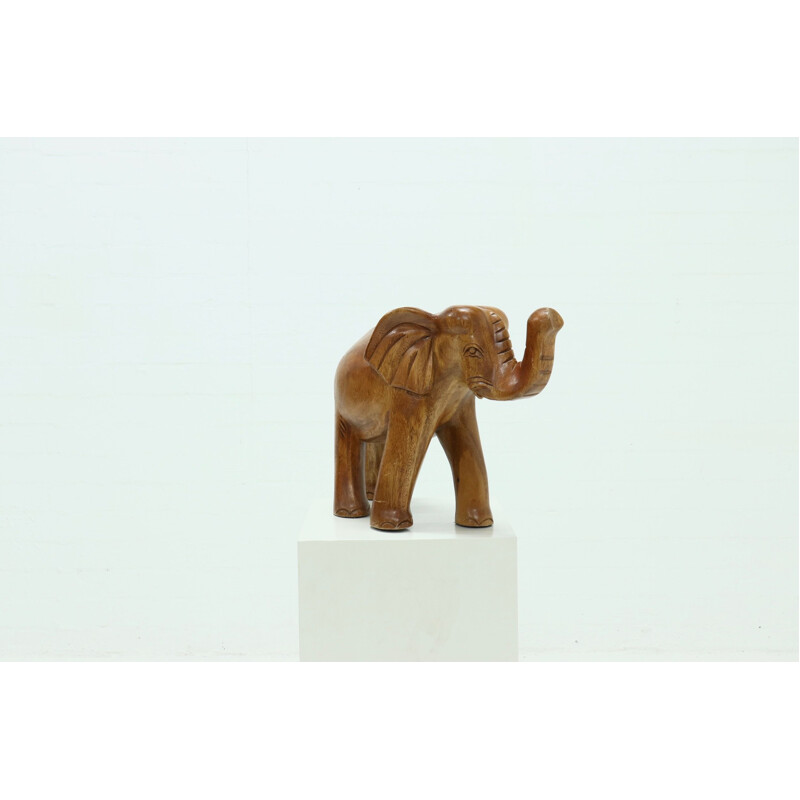 Vintage teak gesneden olifant, 1970