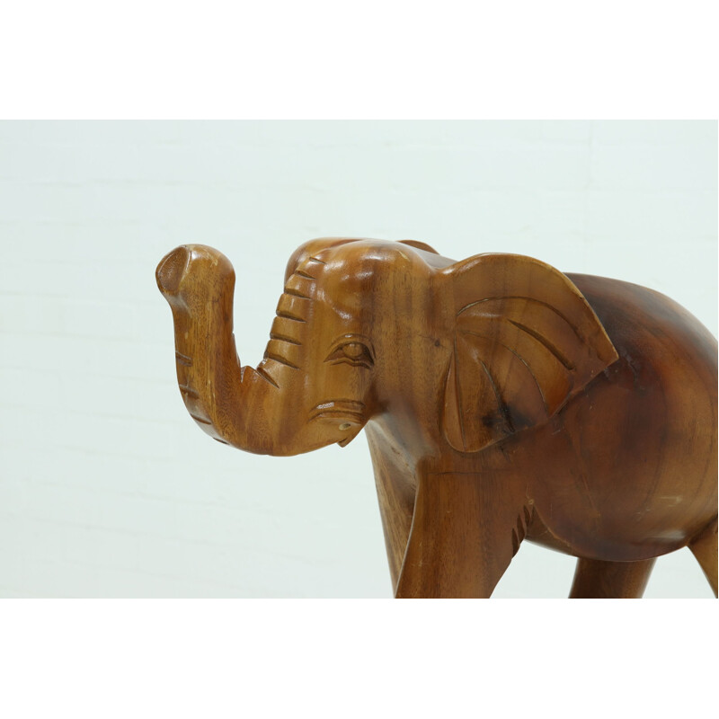 Elefante vintage intagliato in teak, 1970