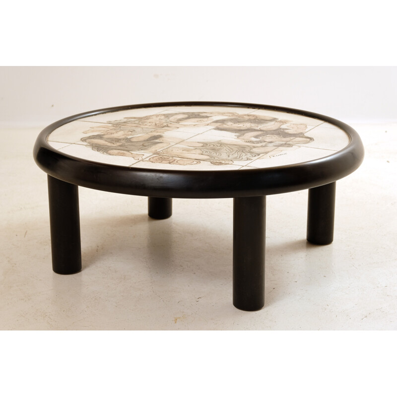 Vintage ceramic coffee table by Roger Capron, 1980