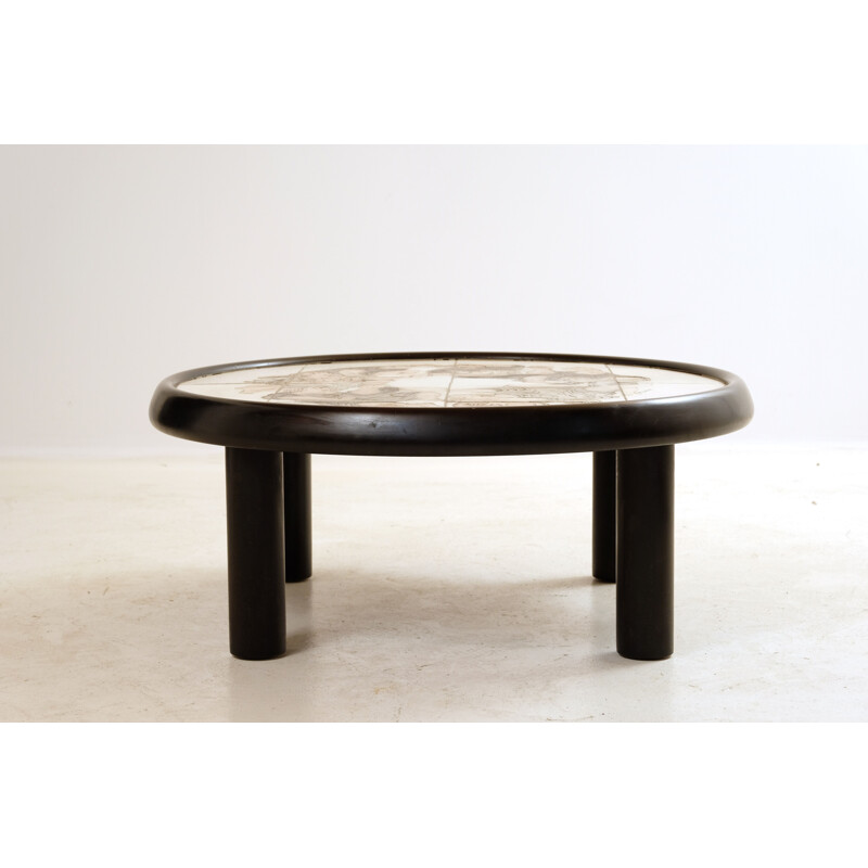 Vintage ceramic coffee table by Roger Capron, 1980