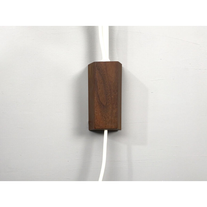 Vintage teak wood wall lamp, Denmark 1960