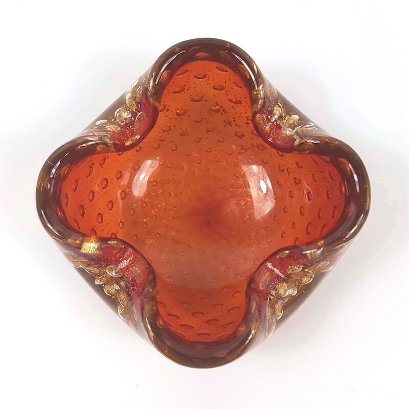 Cenicero vintage Bullicante de cristal de Murano de Barovier